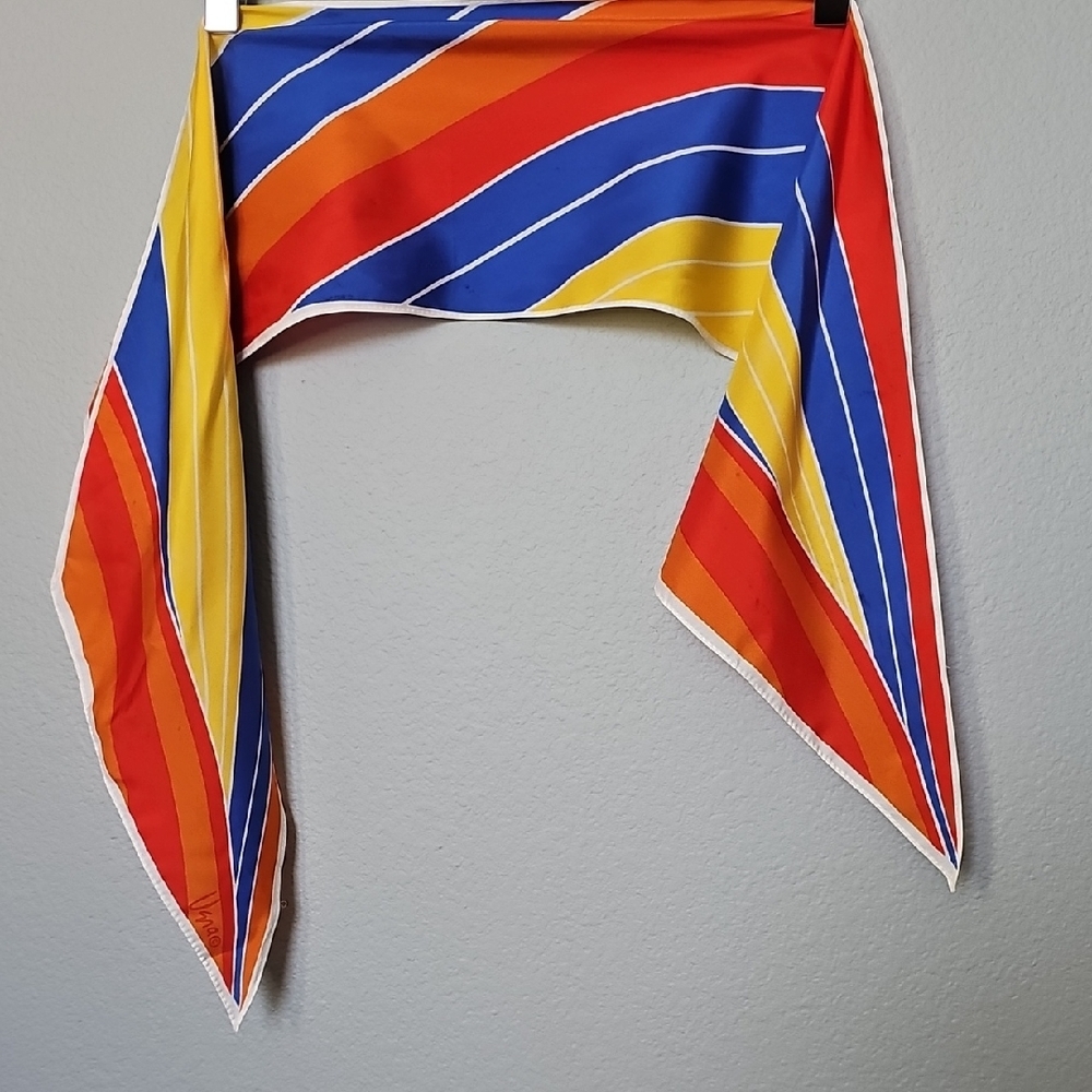 Vera Neumann Vintage Signed Rainbow Colorful Striped Scarf